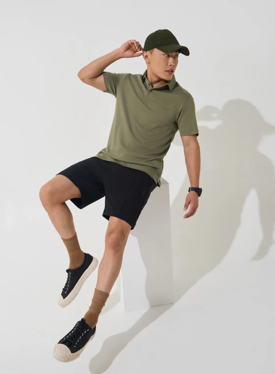Men's Olive Everyday Luxe Cotton Polo T-shirt - Image 3