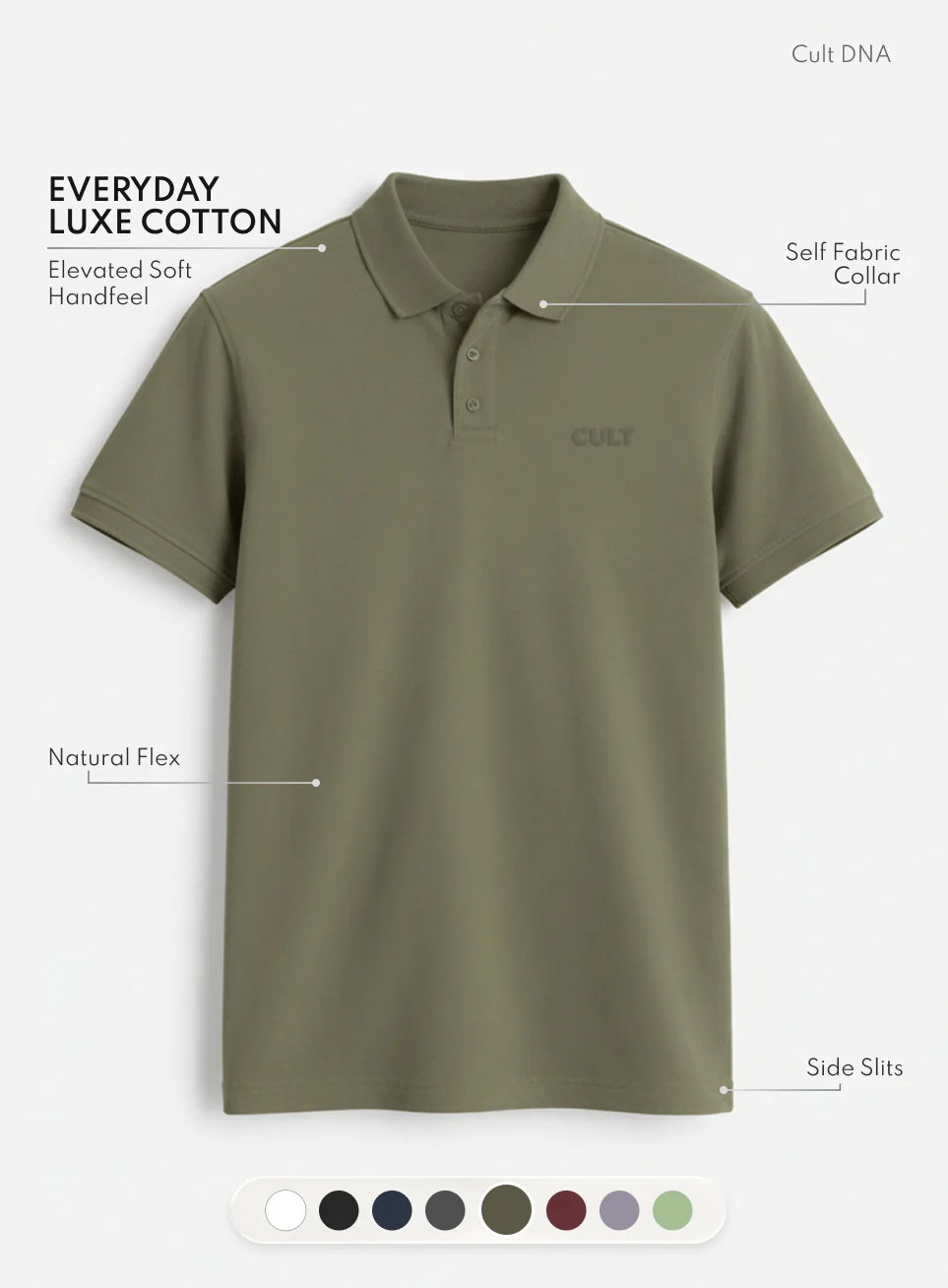 Men's Olive Everyday Luxe Cotton Polo T-shirt - Image 4