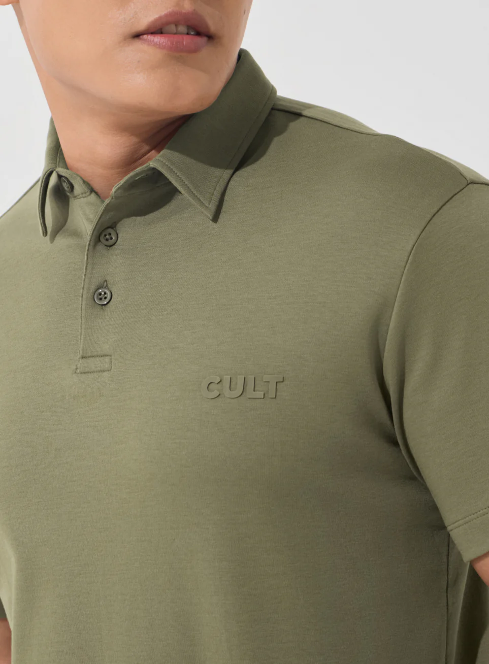 Men's Olive Everyday Luxe Cotton Polo T-shirt - Image 7