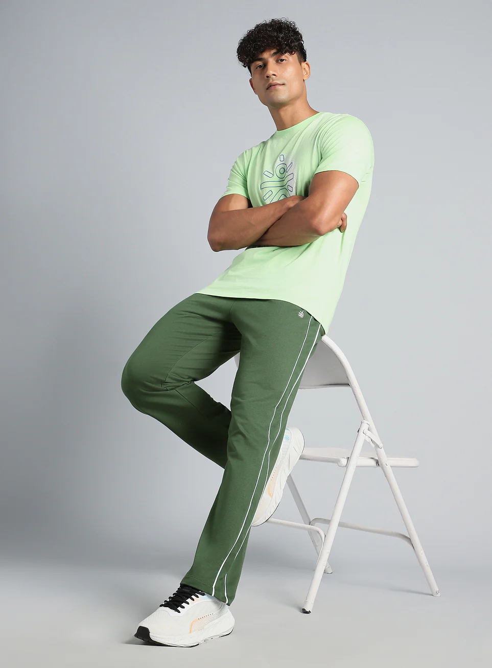 Men's Olive Level Up Sports Trackpants - Image 3