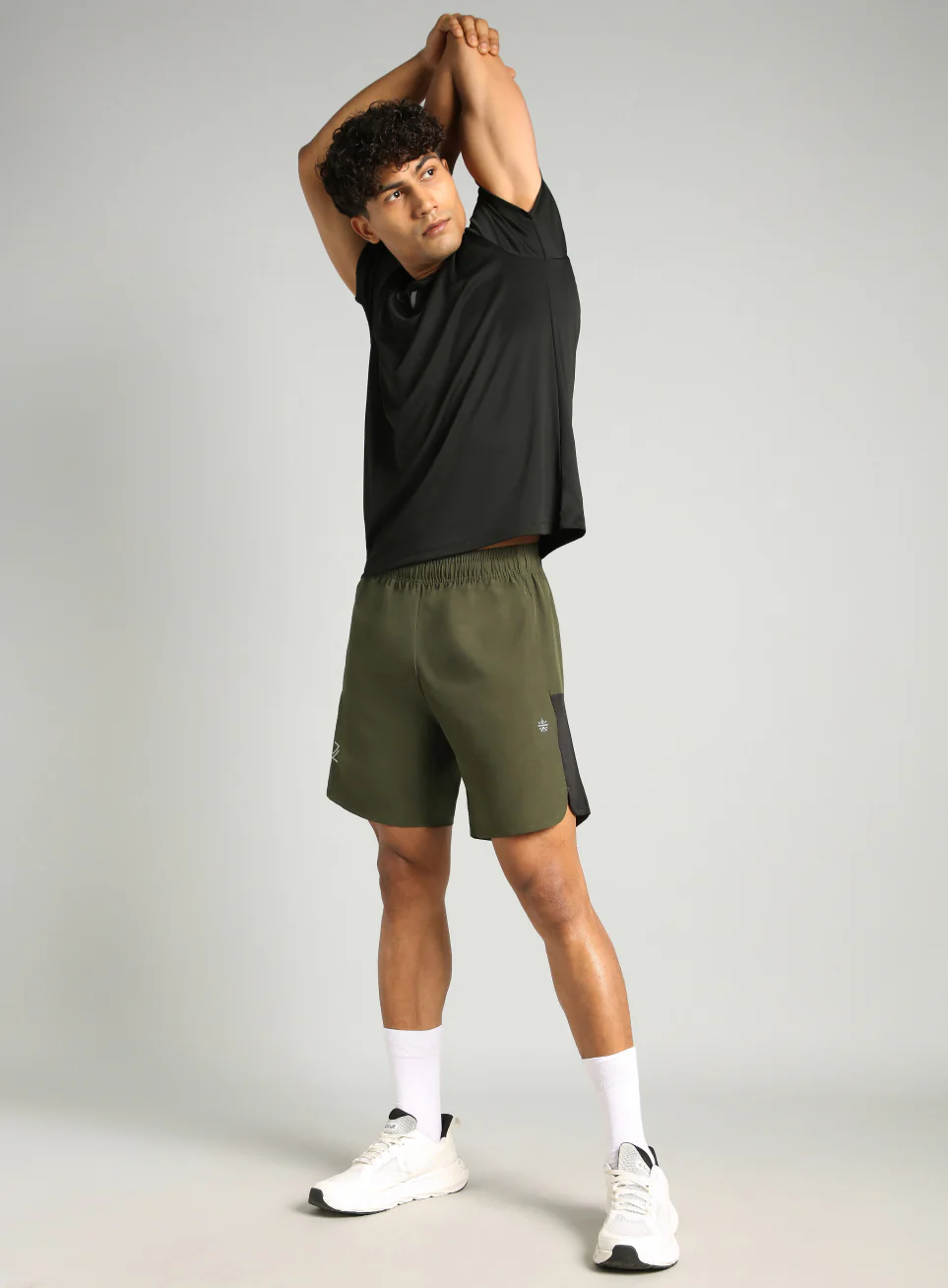 Men's Olive Pace Up Runner's Shorts - Image 2