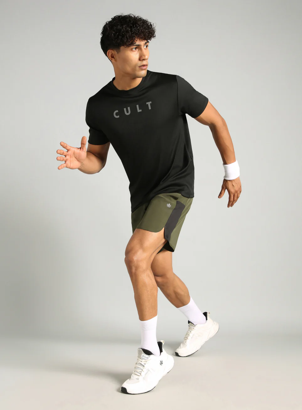 Men's Olive Pace Up Runner's Shorts - Image 3