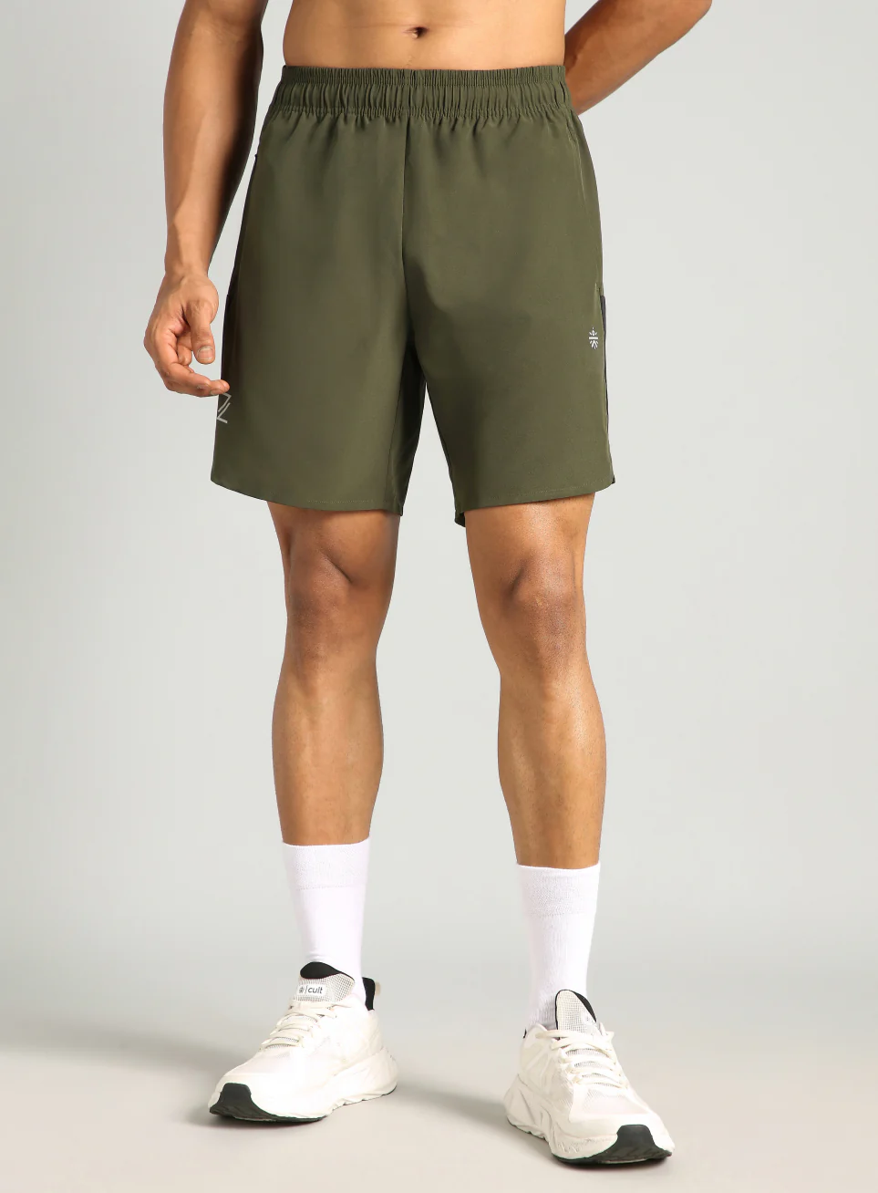 Men's Olive Pace Up Runner's Shorts - Image 4