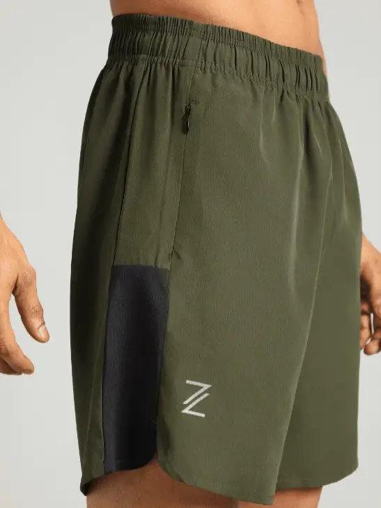 Men's Olive Pace Up Runner's Shorts - Image 8