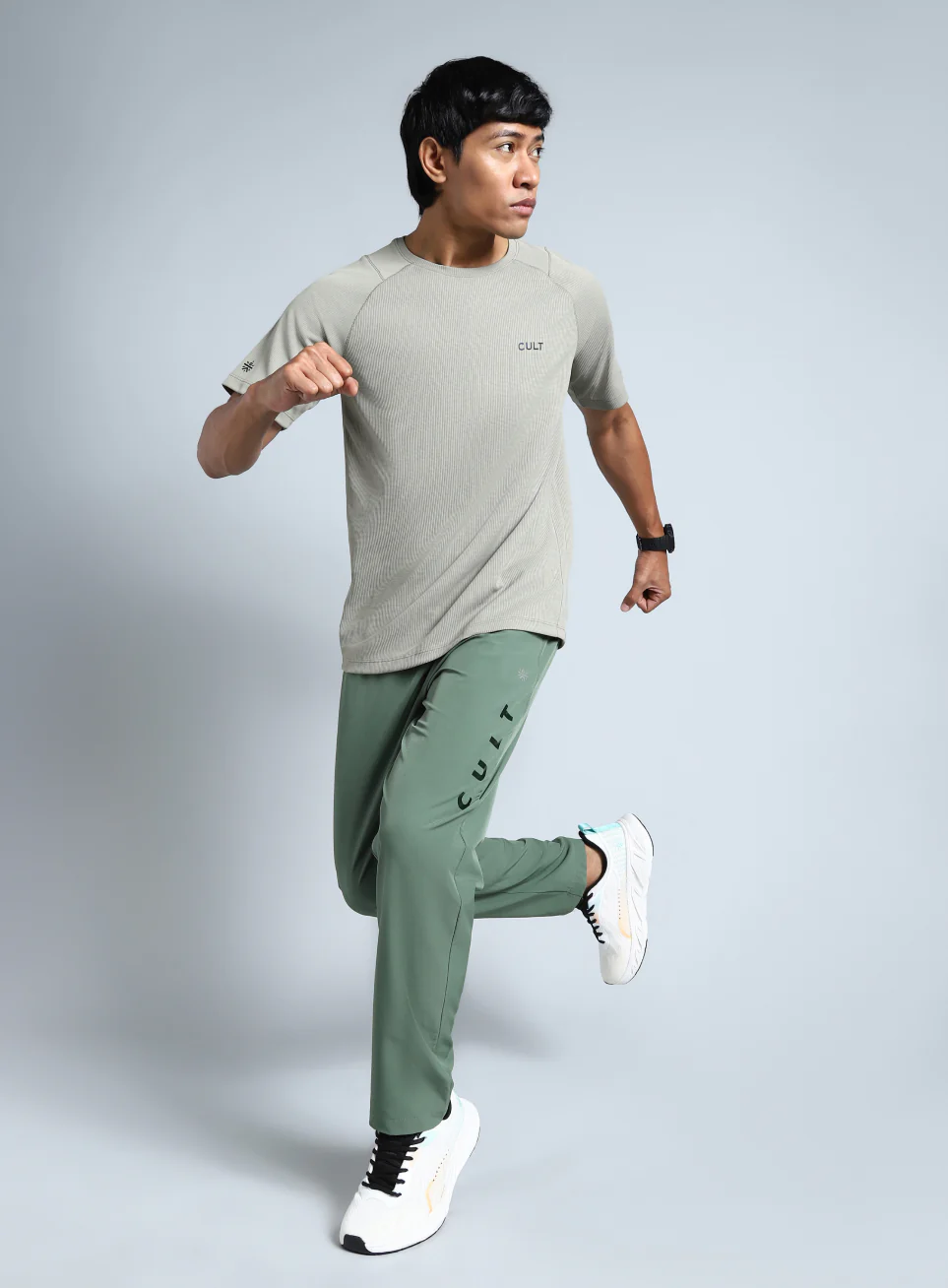 Men's Olive Pace Up Running Trackpants - Image 2