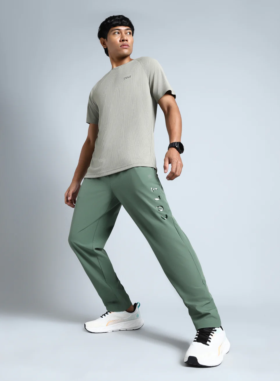 Men's Olive Pace Up Running Trackpants - Image 3