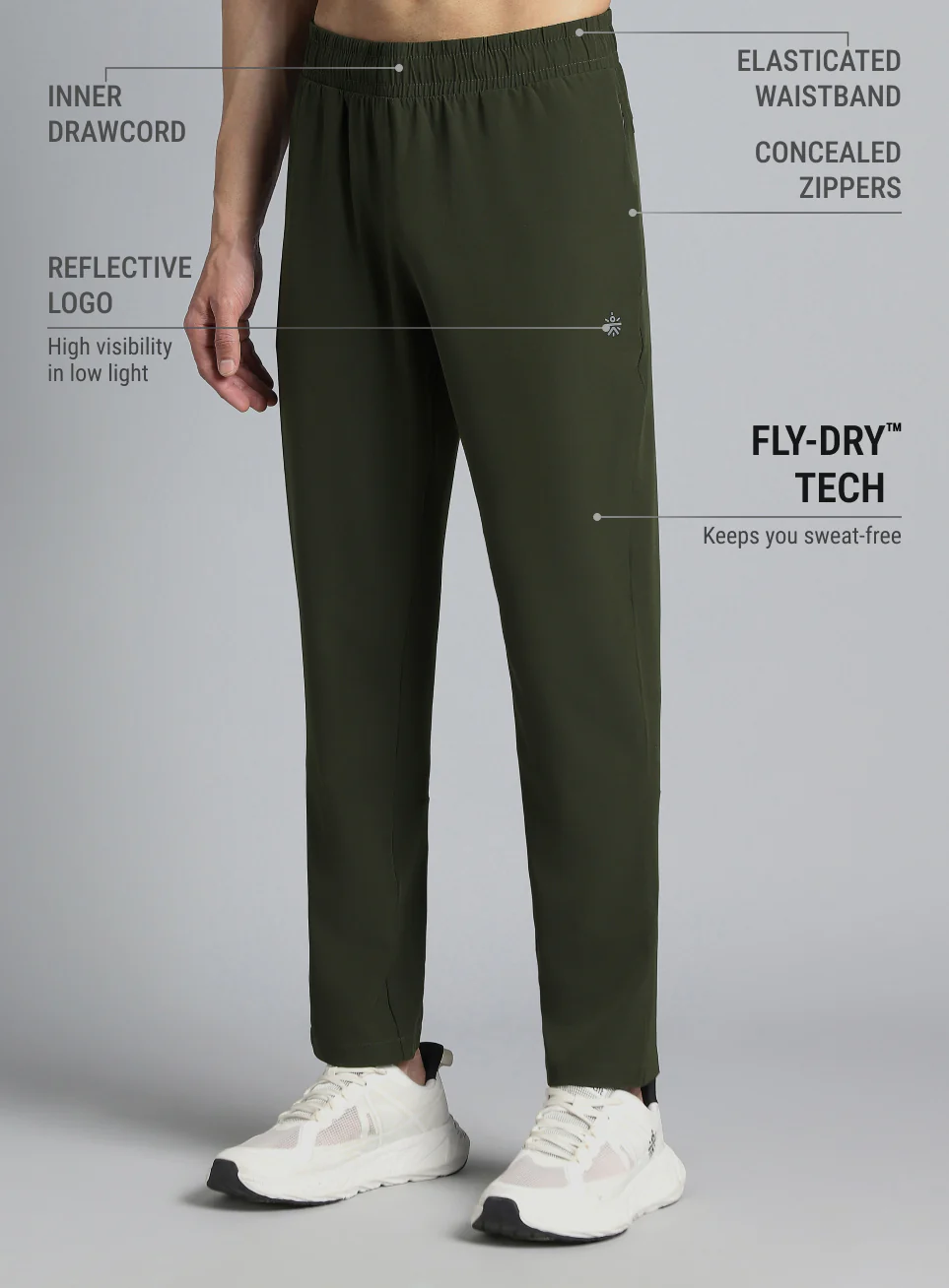 Men's Olive Running Essential Trackpants - Image 5