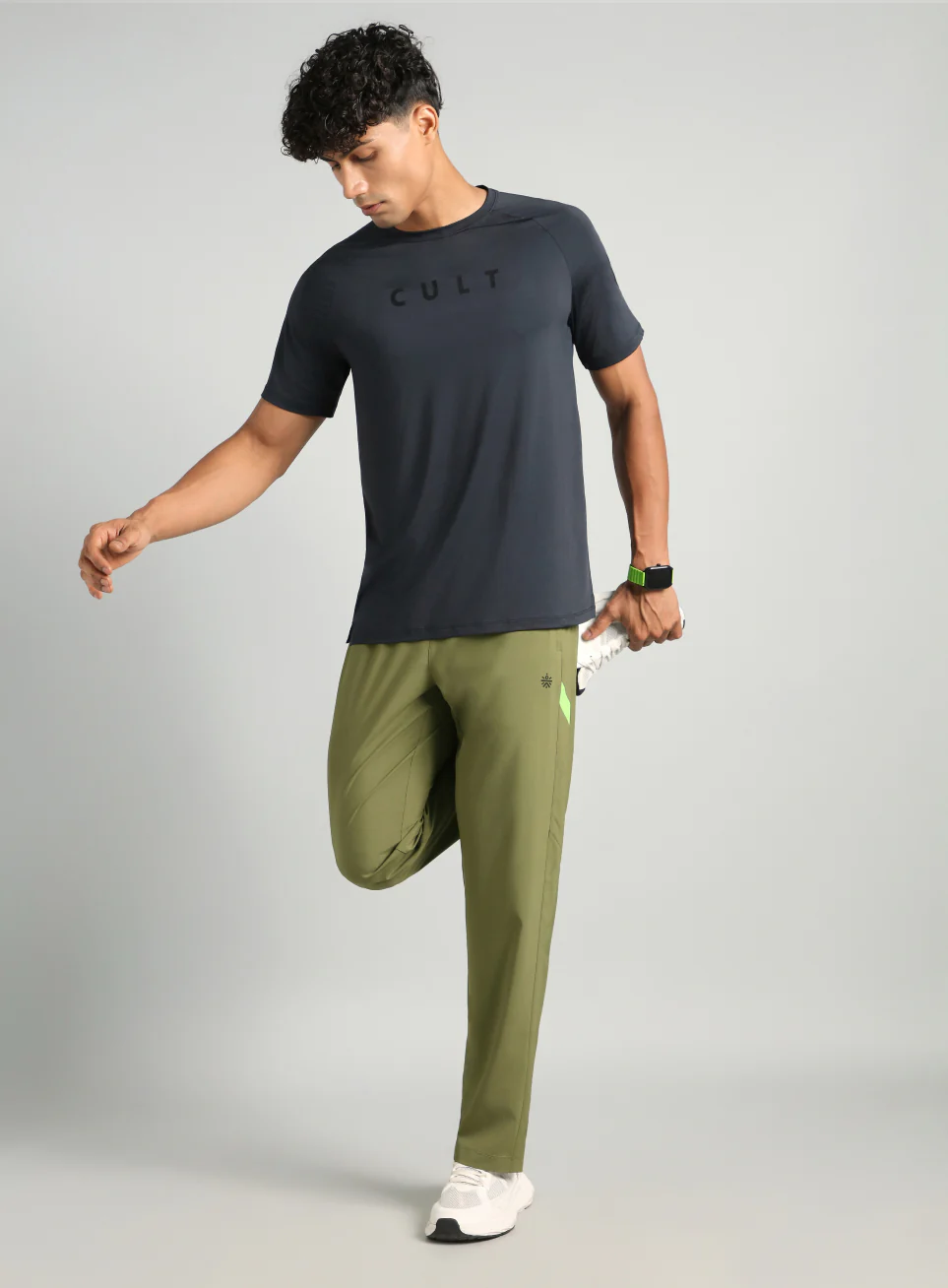 Men's Olive Straight Fit Power Pop Trackpants - Image 2
