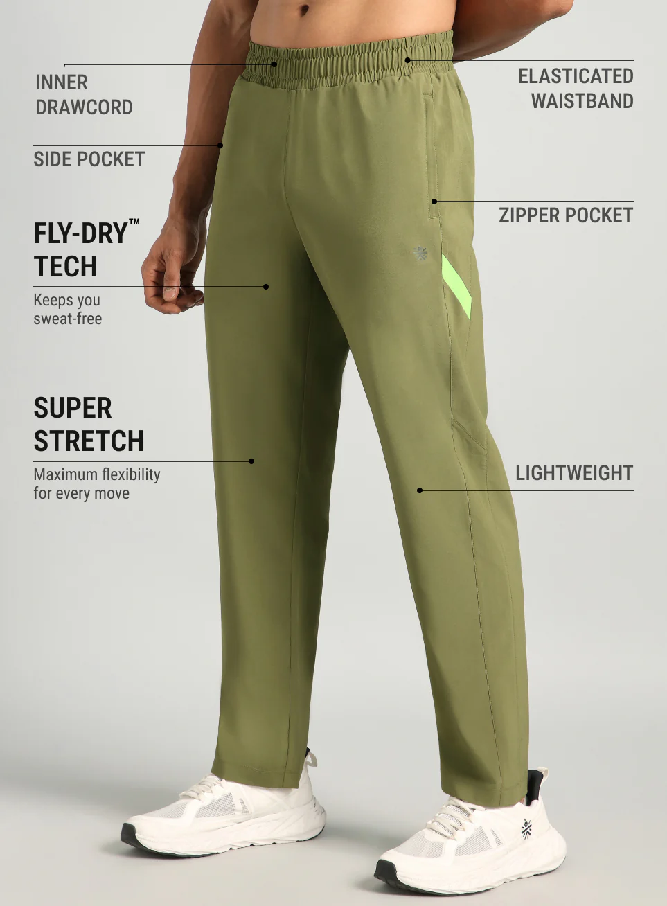 Men's Olive Straight Fit Power Pop Trackpants - Image 5