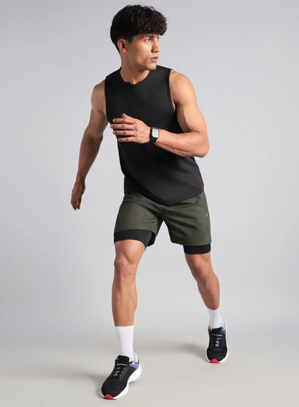 Men's Olive Urban Camo Run Built-in Shorts - Image 2
