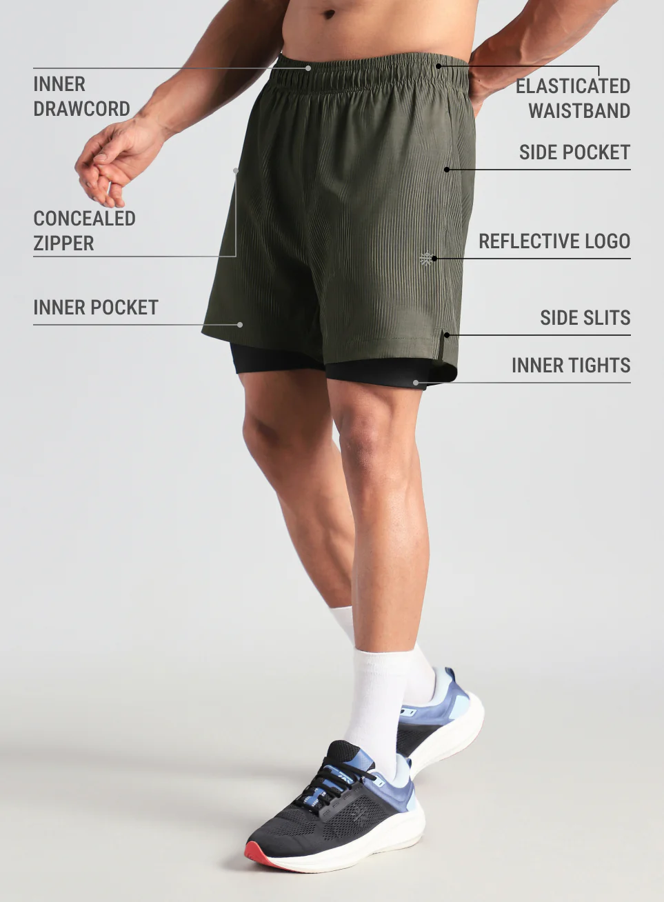 Men's Olive Urban Camo Run Built-in Shorts - Image 5