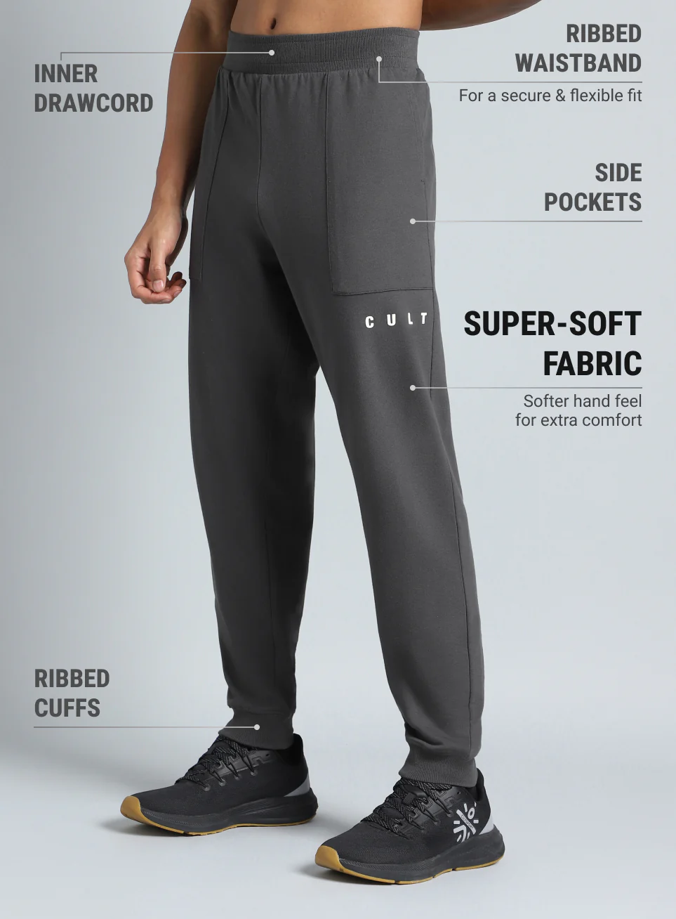 Men's Play On Dark Grey Reverse Pocket Joggers - Image 5