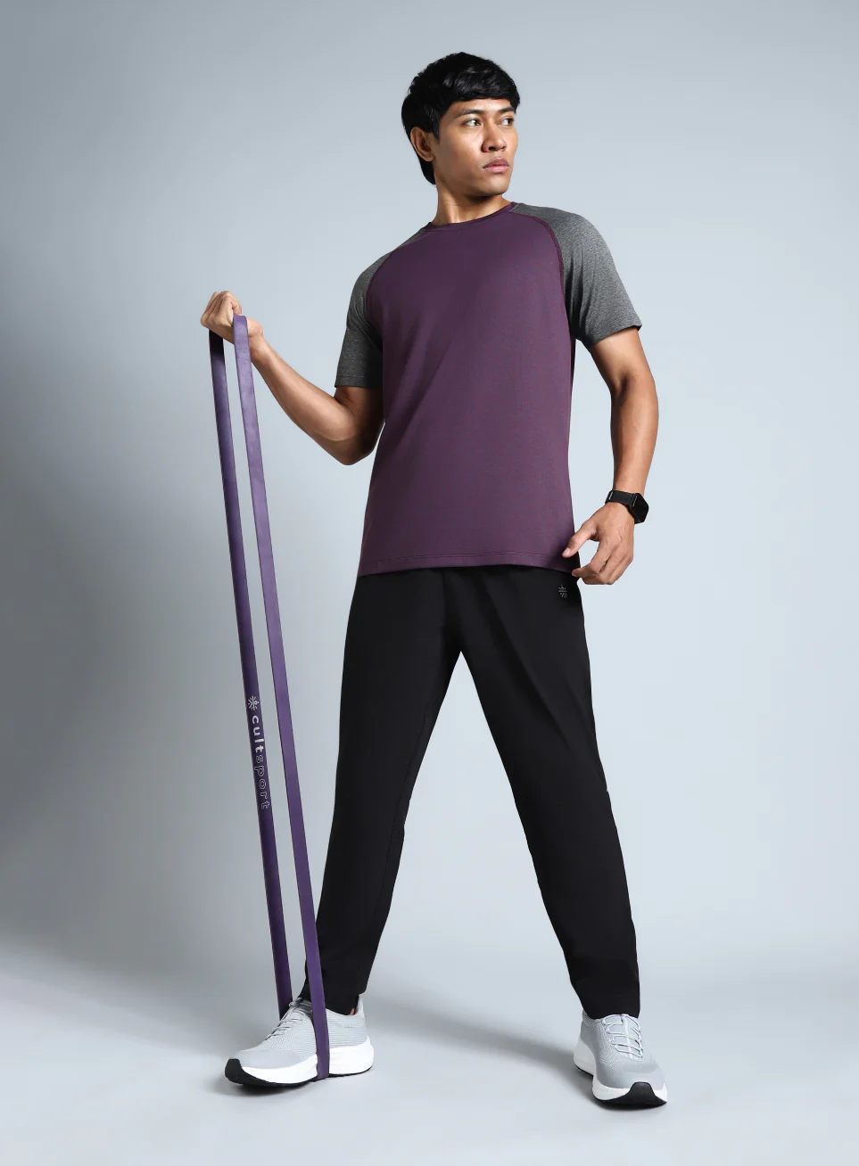 Men's Purple Colourblocked COMFORtech T-shirt - Image 3