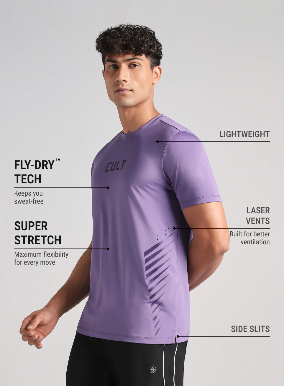 Men's Purple Contour Vent Training T-Shirt - Image 5