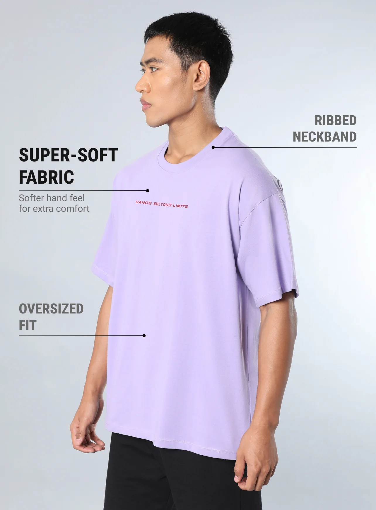 Men's Purple Dance Back Print Oversized fit T-shirt - Image 5
