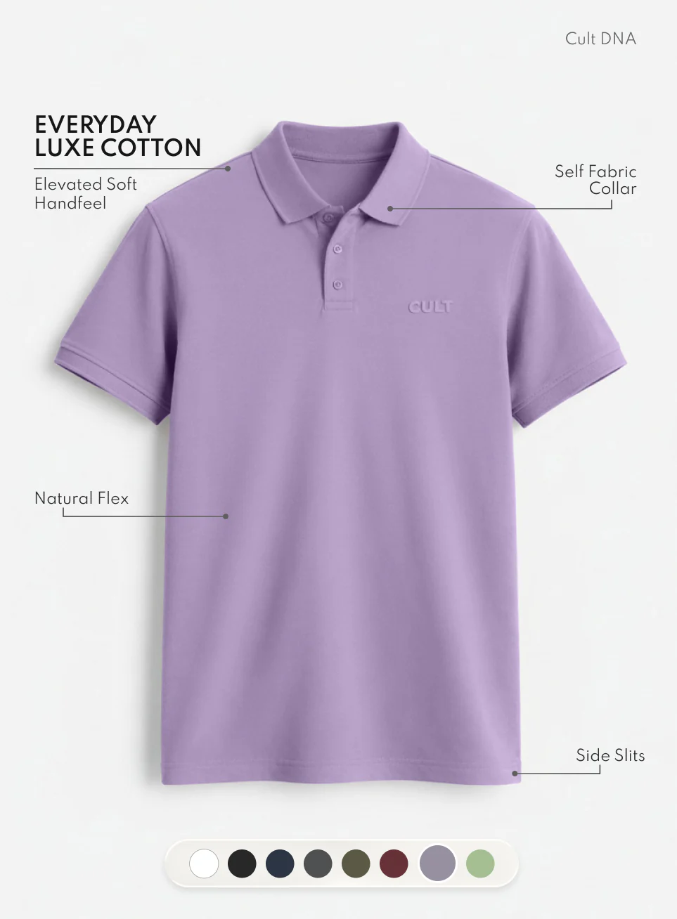 Men's Purple Everyday Luxe Cotton Polo T-shirt - Image 4