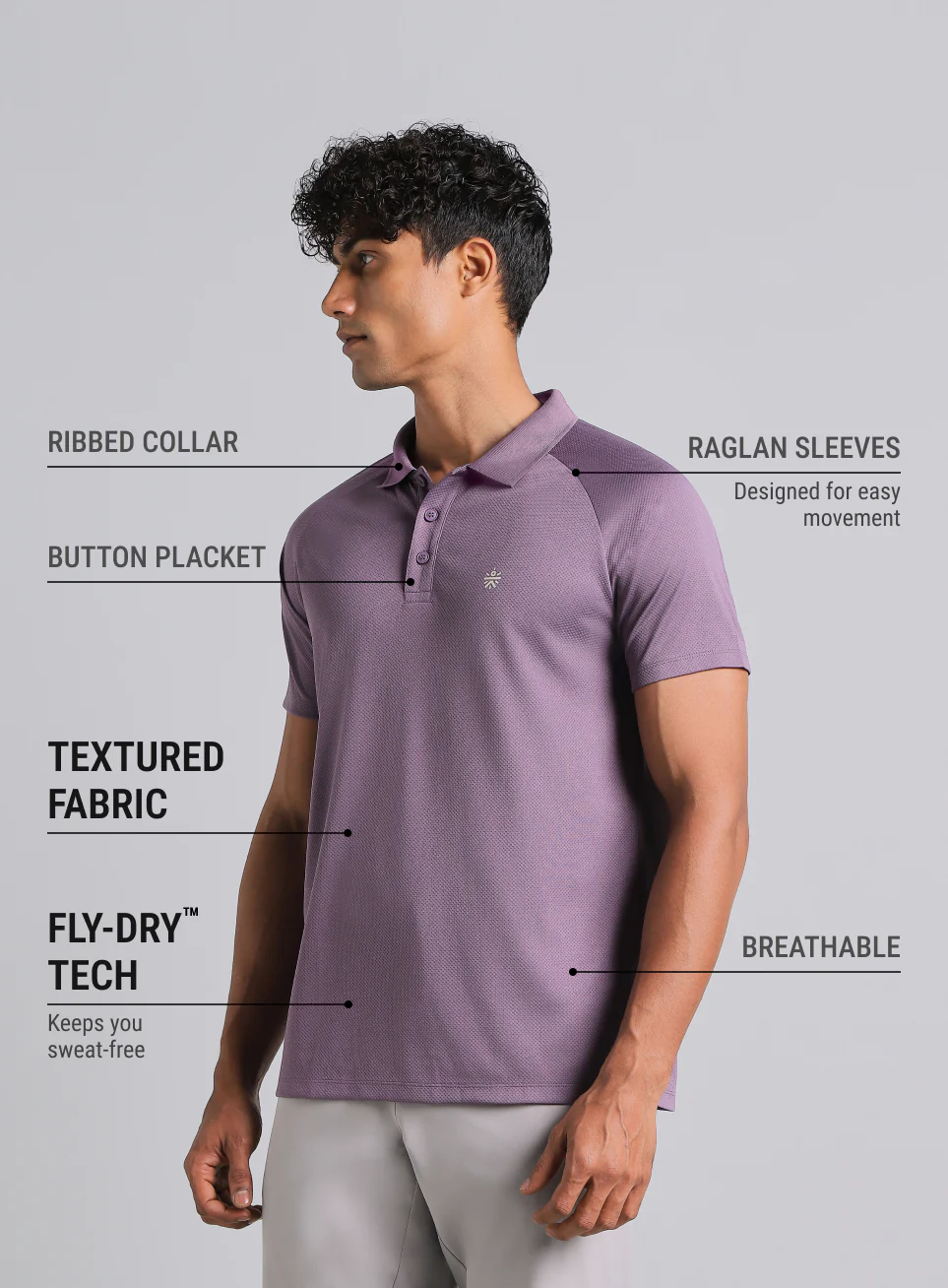 Men's Purple High Energy Performance Polo T-shirt - Image 5
