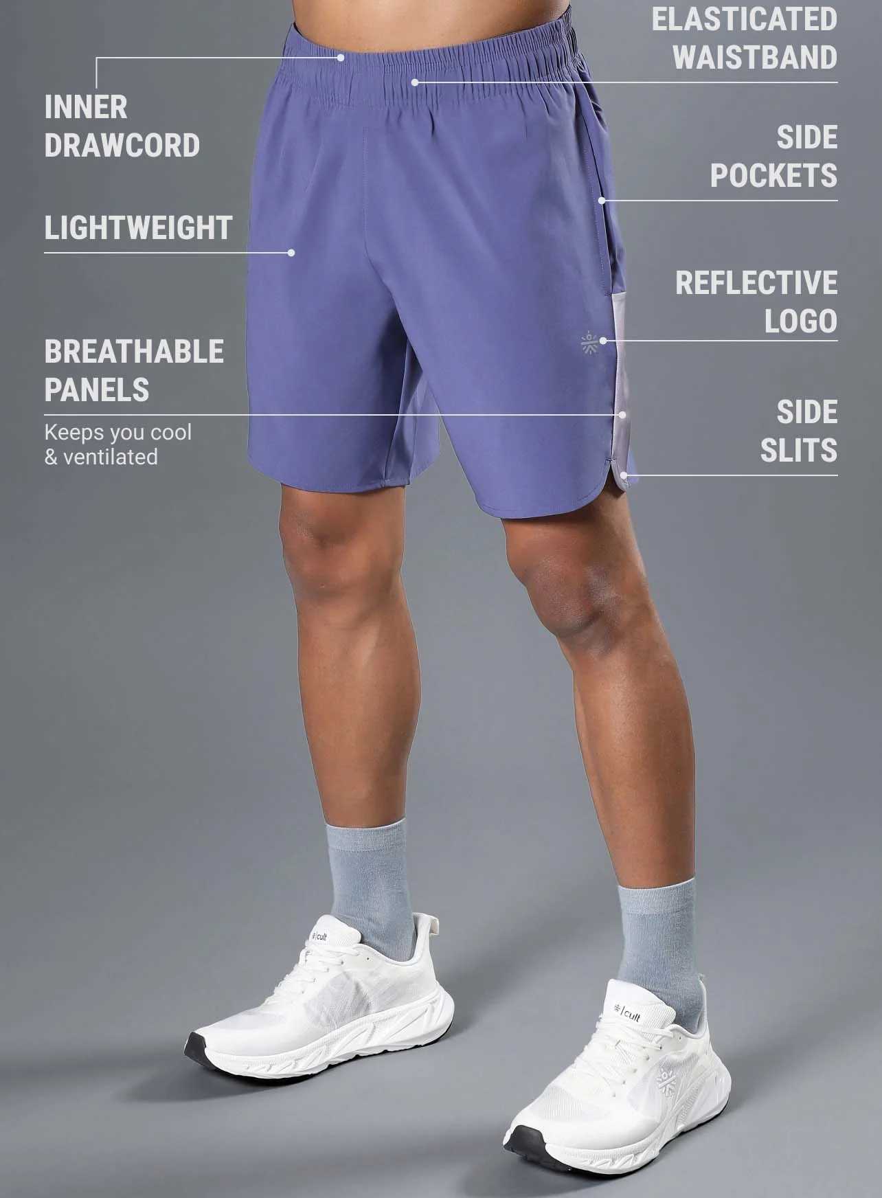 Men's Purple Pace Up Runner's Shorts - Image 5