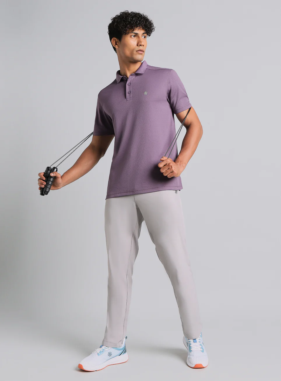Men's Purple Performance Sculpted Polo T-shirt - Image 3