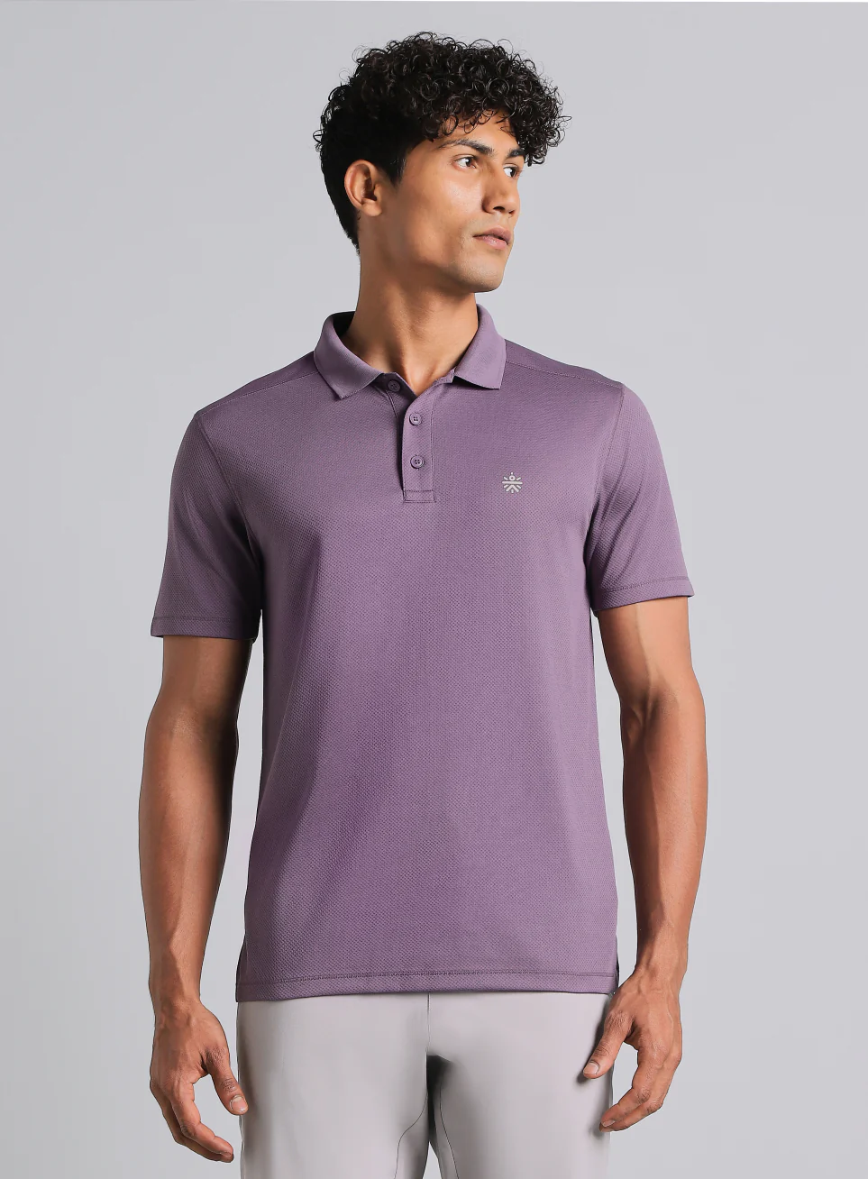 Men's Purple Performance Sculpted Polo T-shirt - Image 4