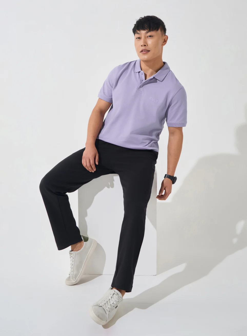 Men's Purple Soft Form Classic Polo T-shirt - Image 2