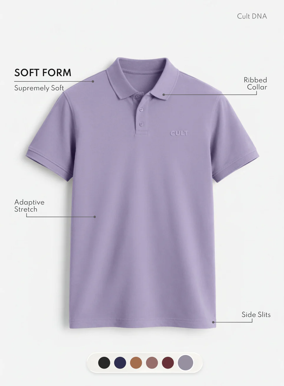 Men's Purple Soft Form Classic Polo T-shirt - Image 4