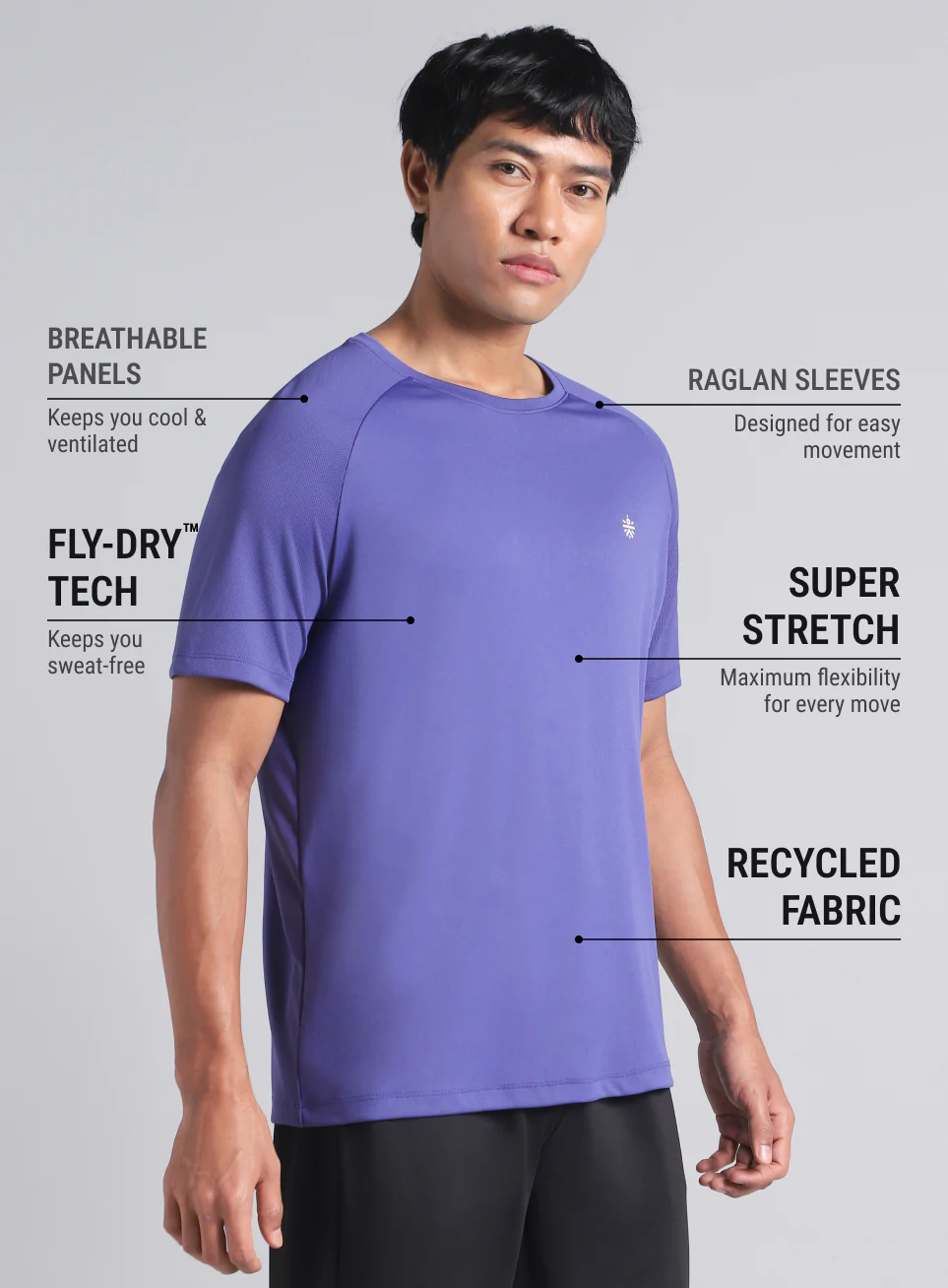 Men's Purple Training Essential Recycled Poly T-shirt - Image 5