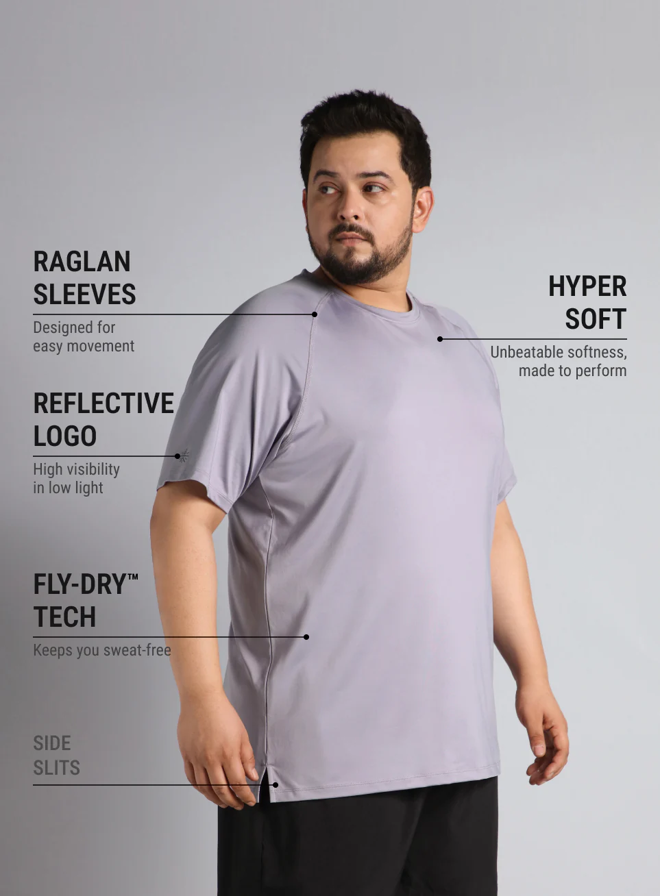 Men's Purple Ultimate Running Plus Size regular fit T-shirt - Image 5