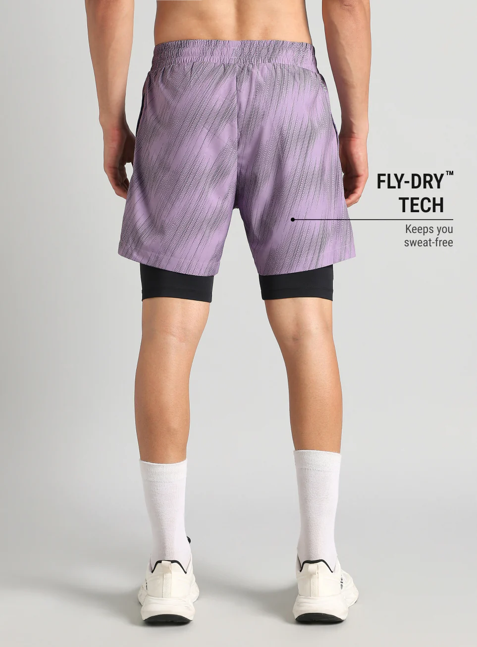 Men's Purple Urban Camo Inbuilt Tights Training Shorts - Image 6