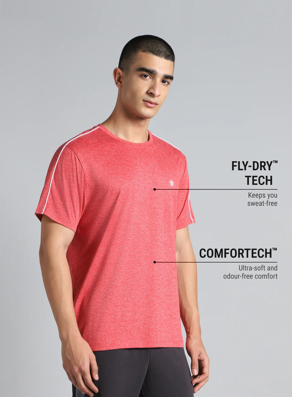 Men's Red Active Day COMFORtech T-shirt - Image 5