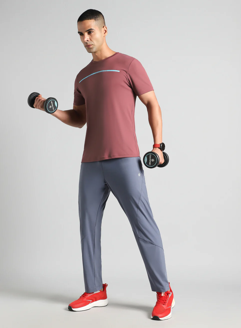 Men's Red Sculpted Print Training T-shirt - Image 3
