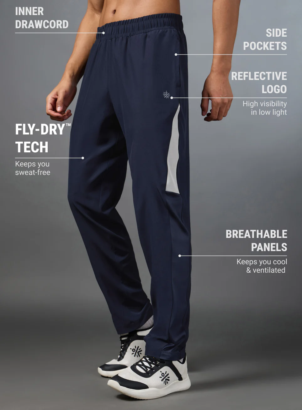 Men's Run Booster Navy Trackpants - Image 5
