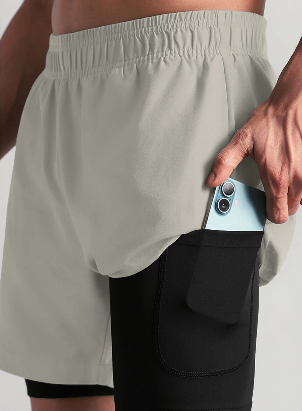 Men's Run Elevate Grey Integrated Shorts - Image 7