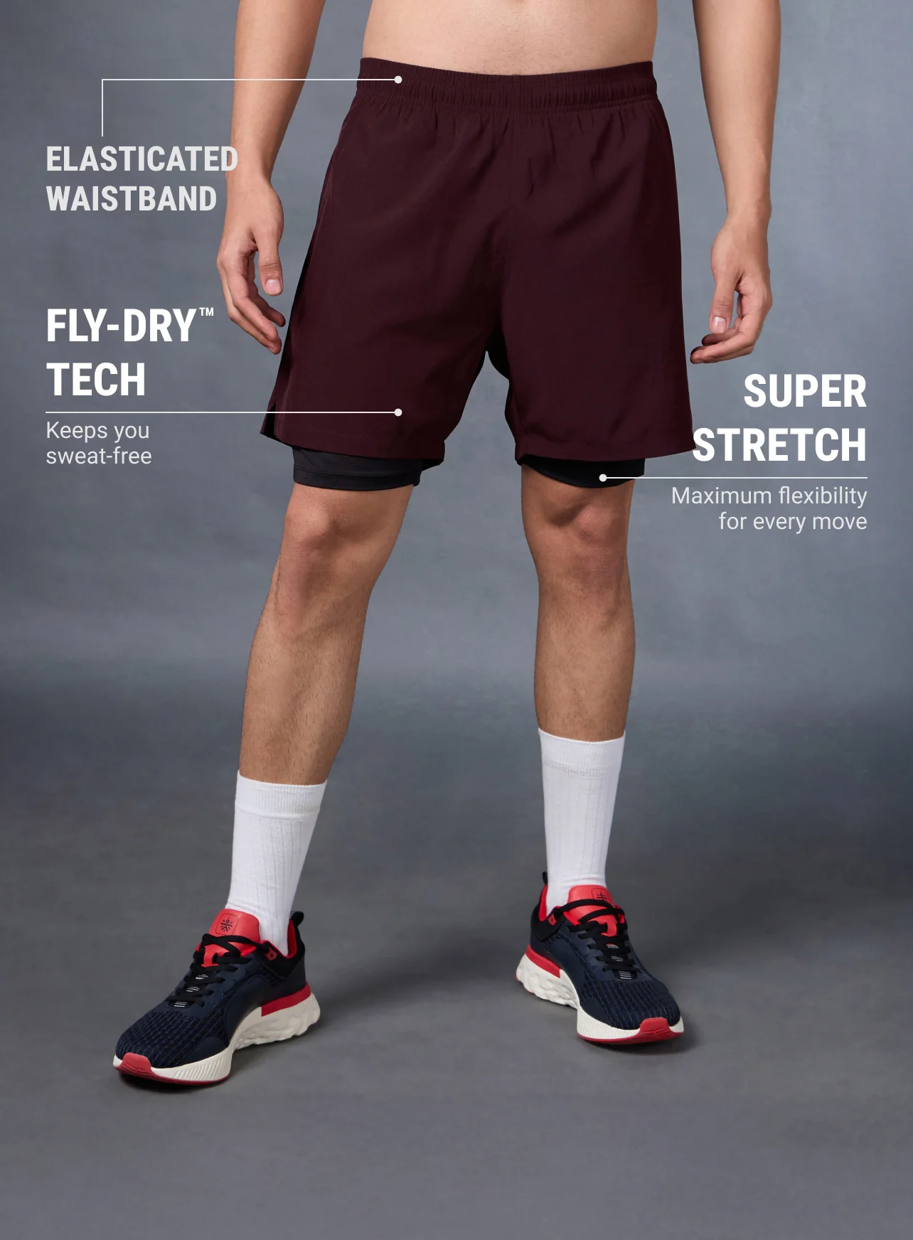 Men's Run Elevate Maroon Integrated Shorts - Image 4