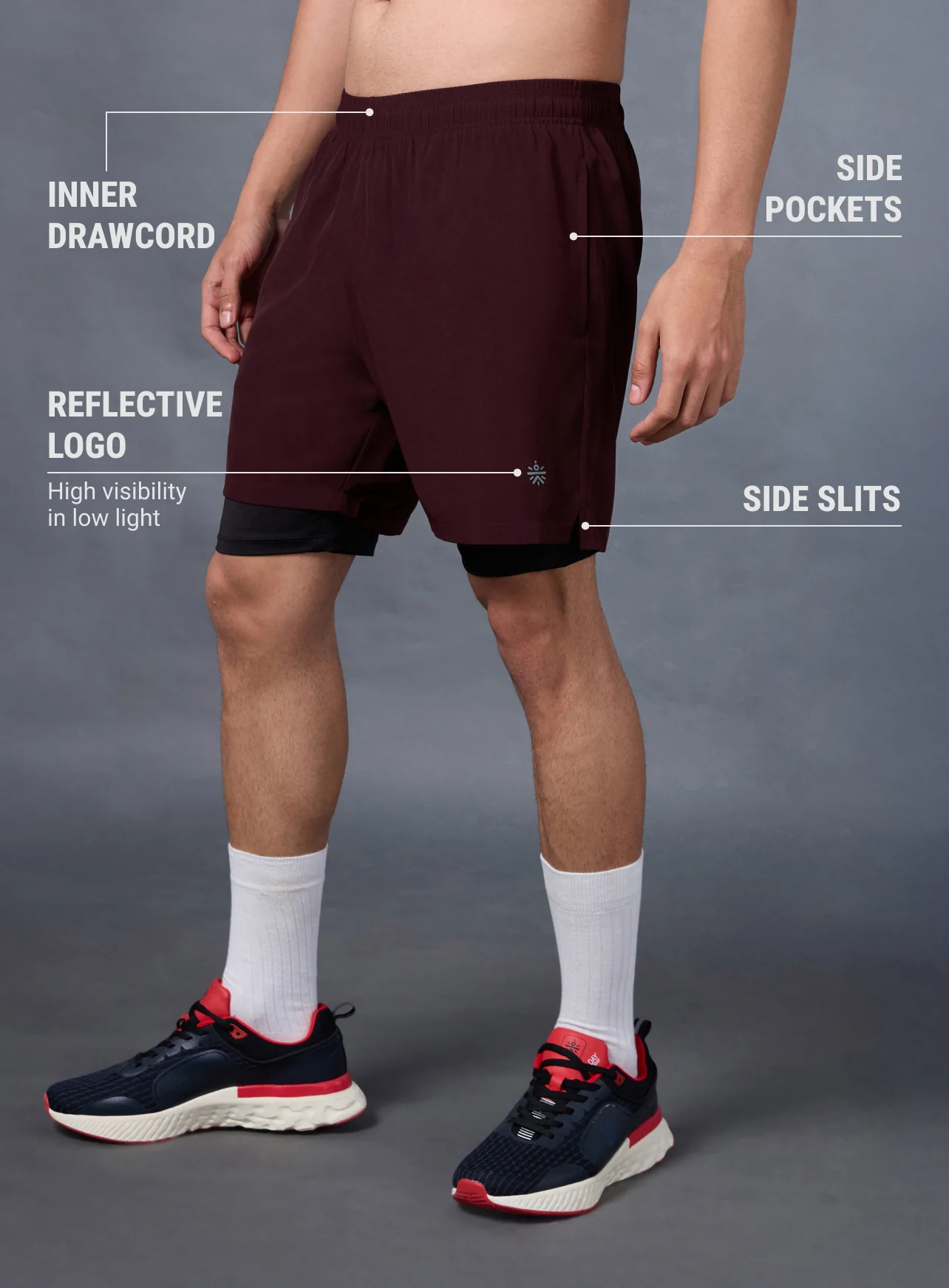 Men's Run Elevate Maroon Integrated Shorts - Image 5