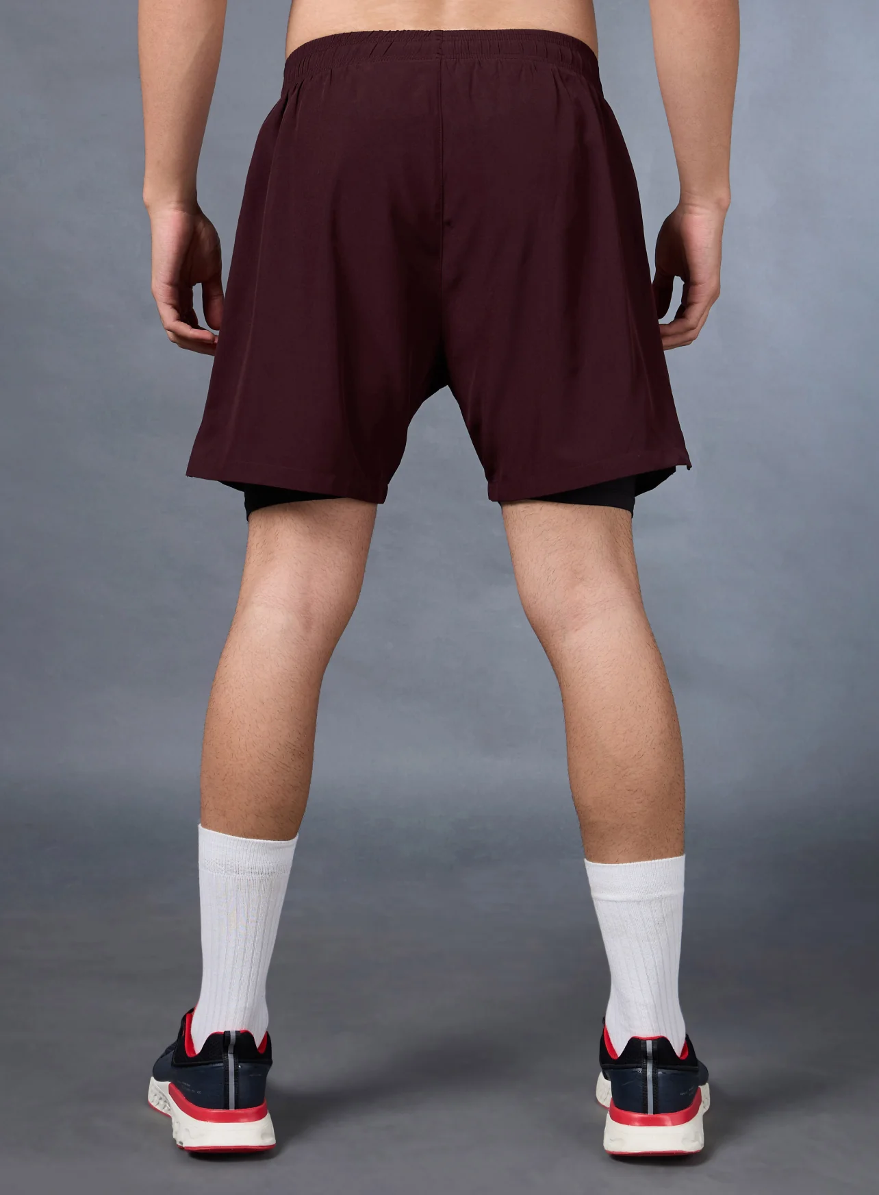 Men's Run Elevate Maroon Integrated Shorts - Image 6