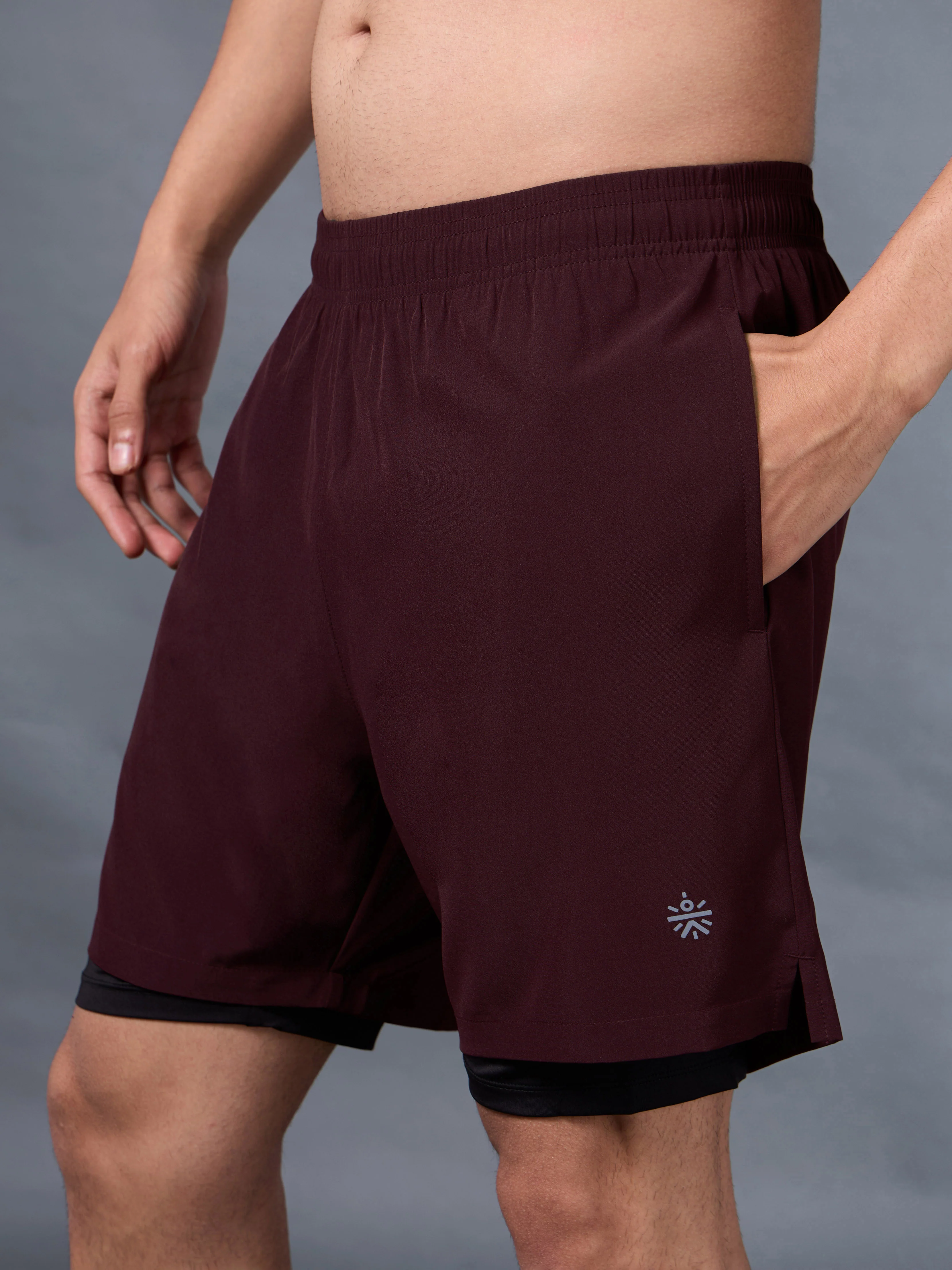 Men's Run Elevate Maroon Integrated Shorts - Image 7