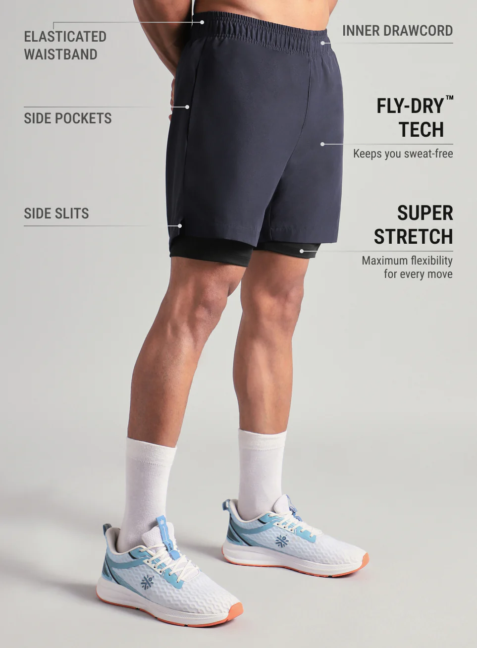 Men's Run Elevate Navy Integrated Shorts - Image 5