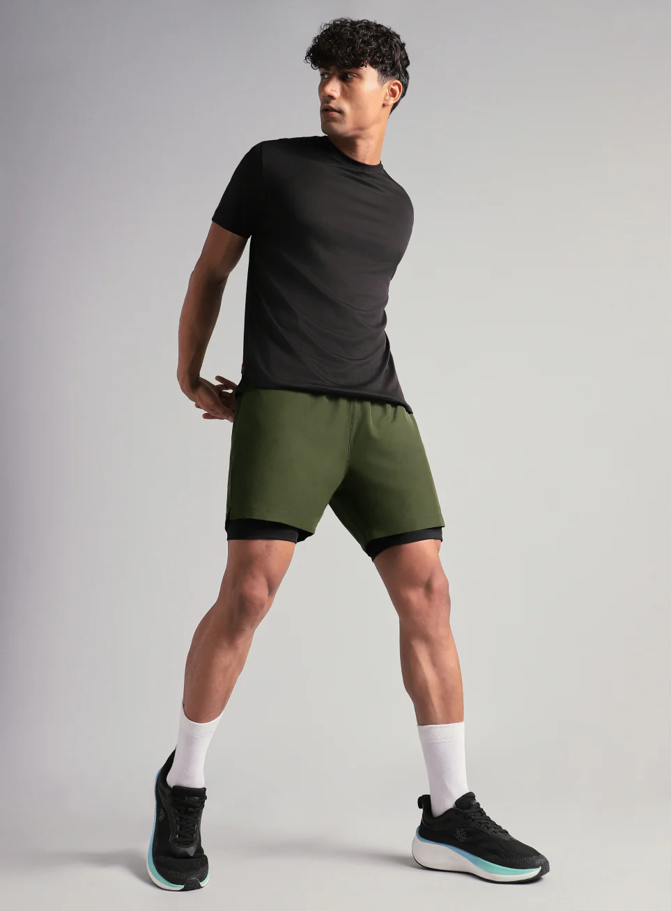 Men's Run Elevate Olive Integrated Shorts - Image 2