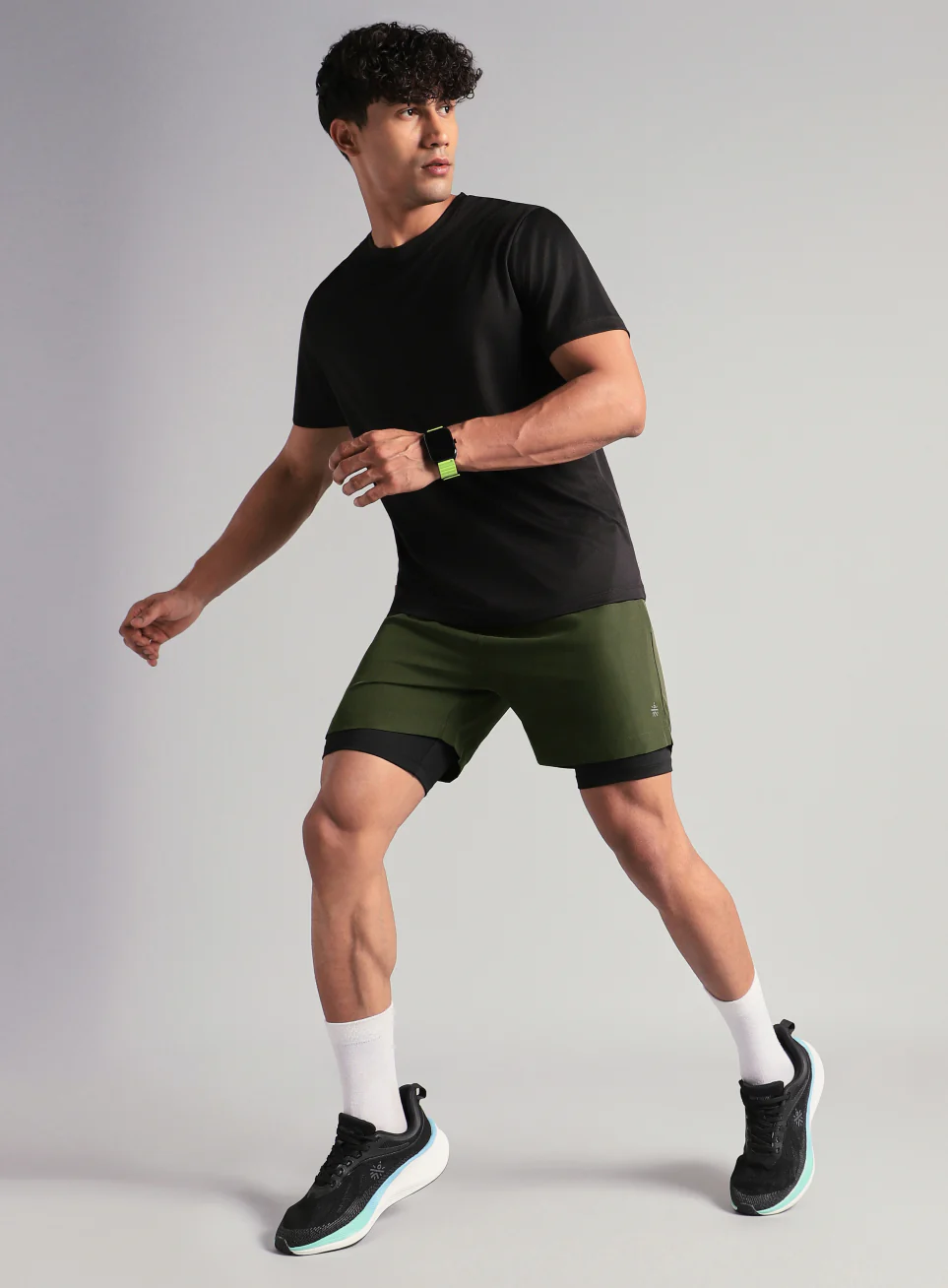 Men's Run Elevate Olive Integrated Shorts - Image 3