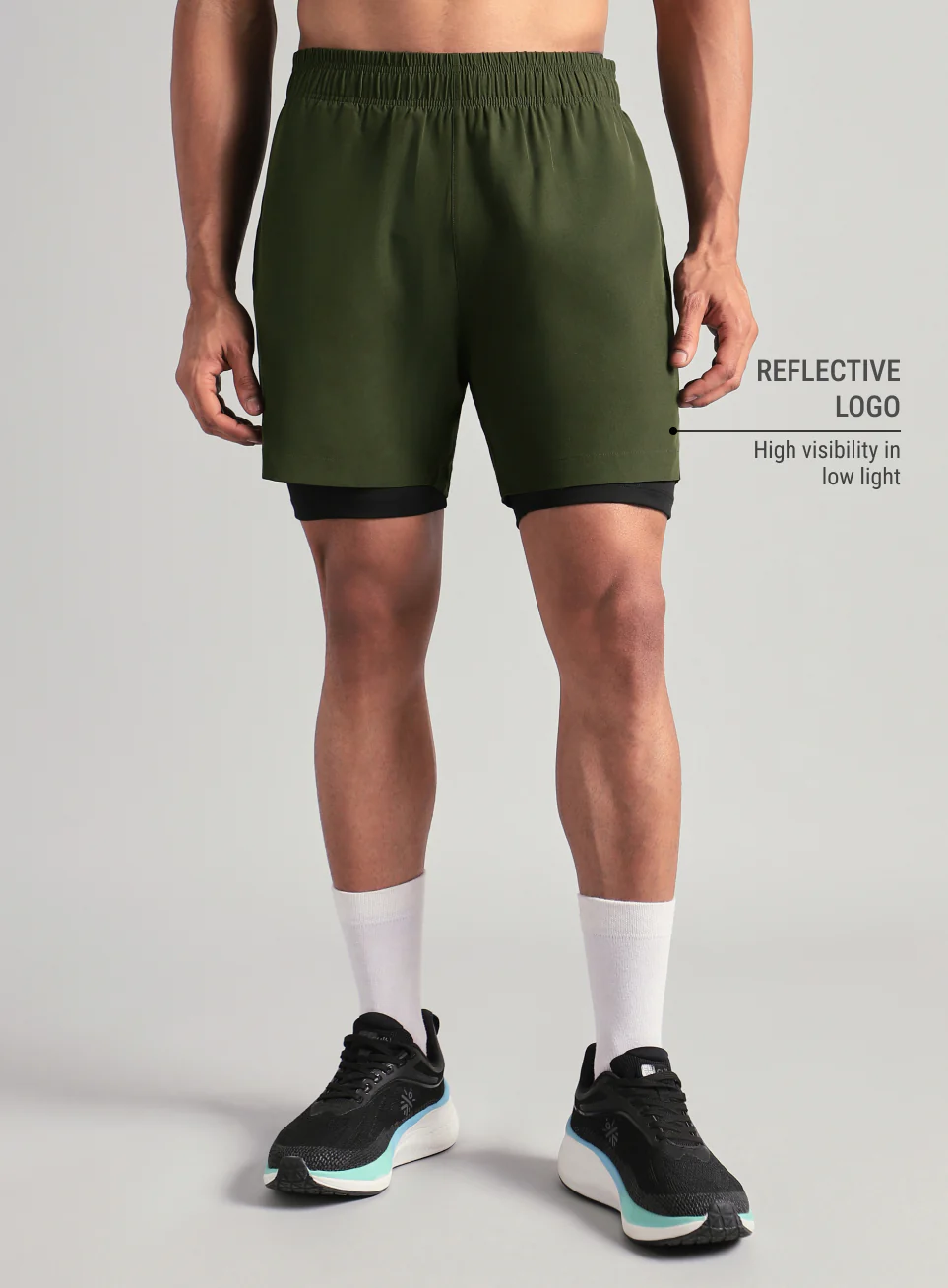 Men's Run Elevate Olive Integrated Shorts - Image 4