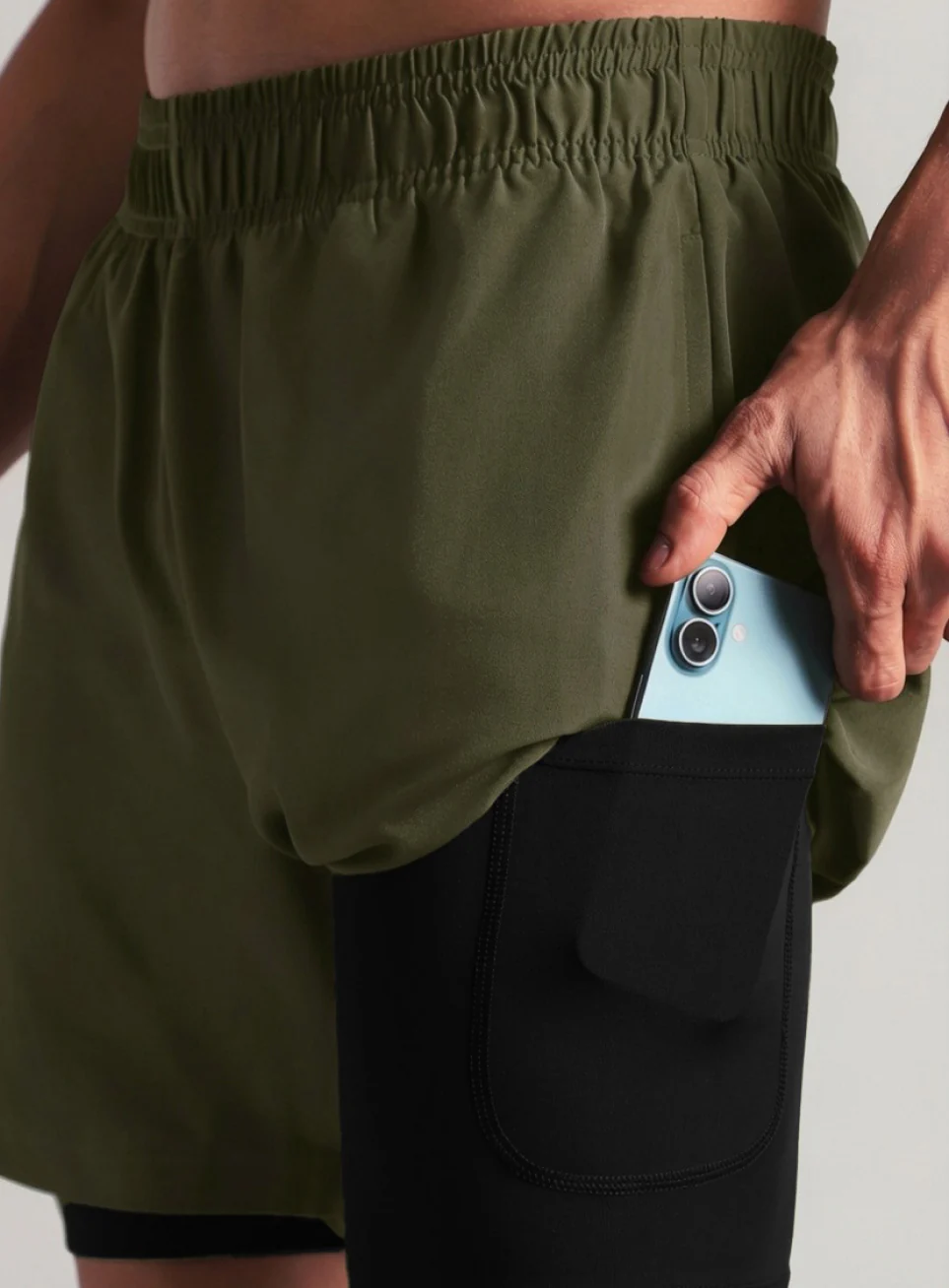 Men's Run Elevate Olive Integrated Shorts - Image 7