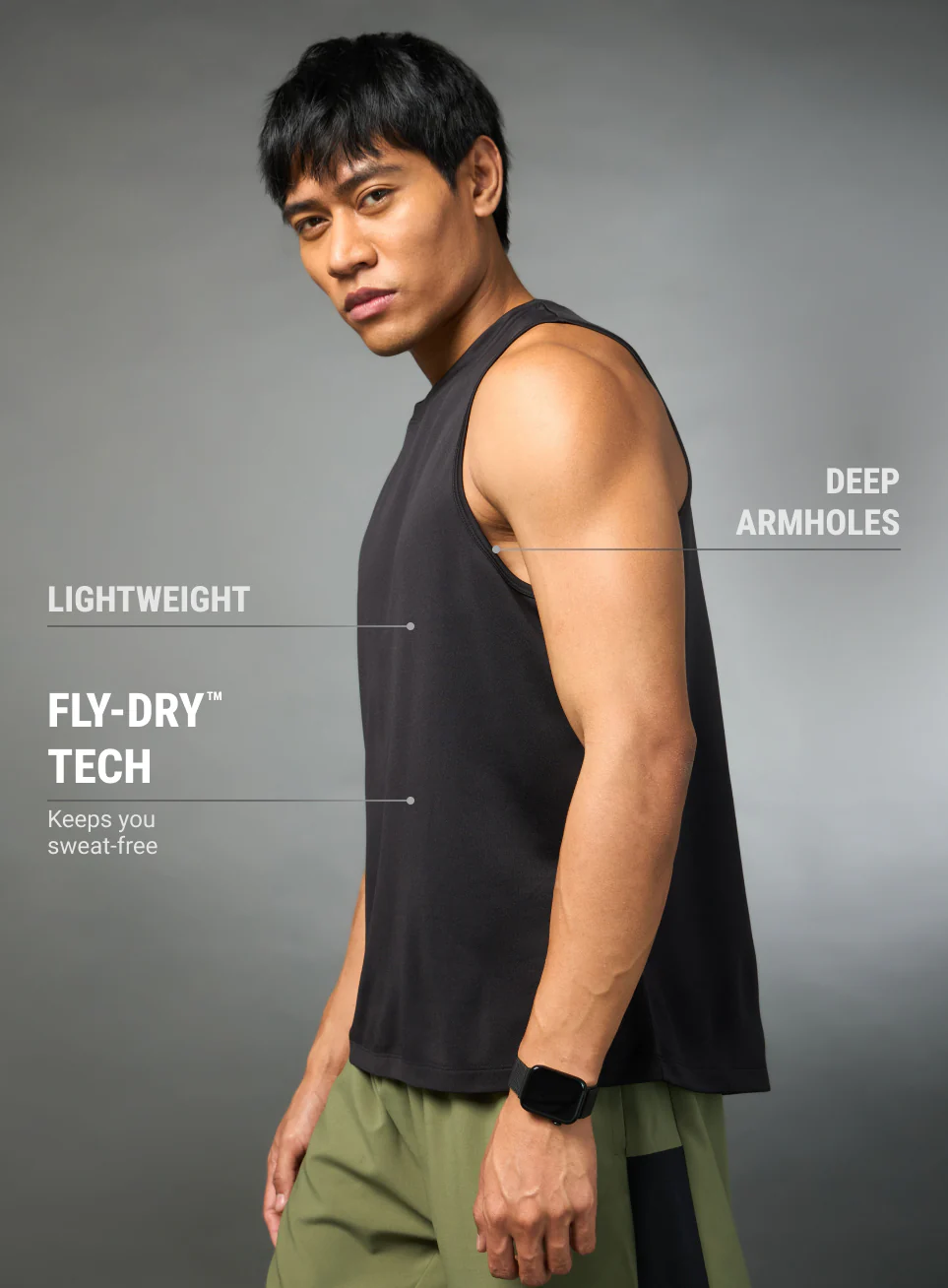 Men's Running Essential Black Tank - Image 5
