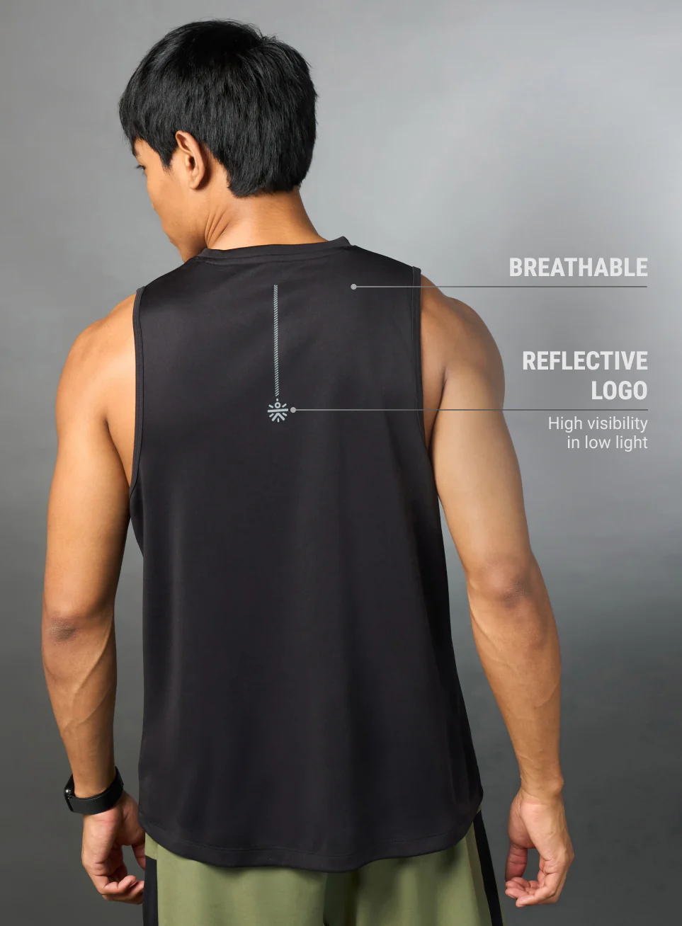 Men's Running Essential Black Tank - Image 6
