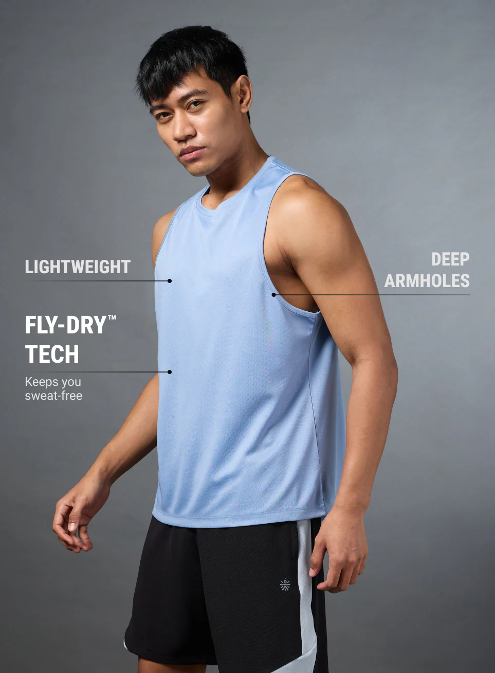 Men's Running Essential Blue Tank - Image 5