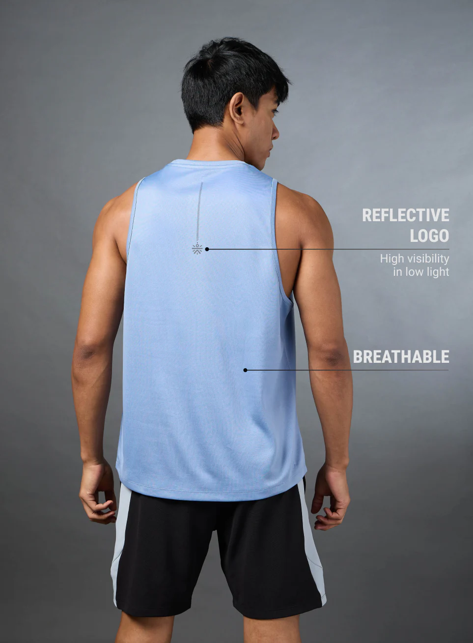 Men's Running Essential Blue Tank - Image 6