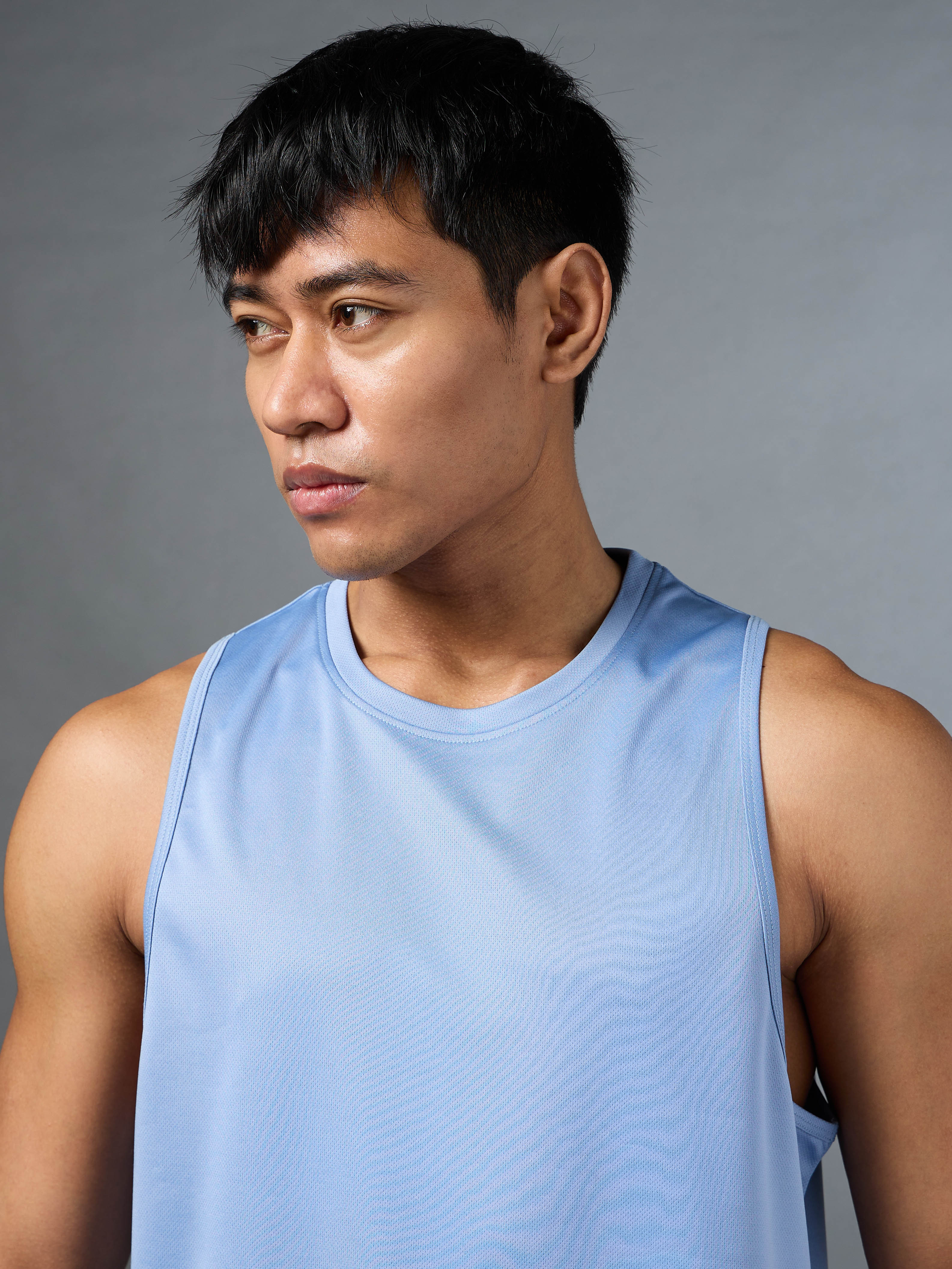 Men's Running Essential Blue Tank - Image 7