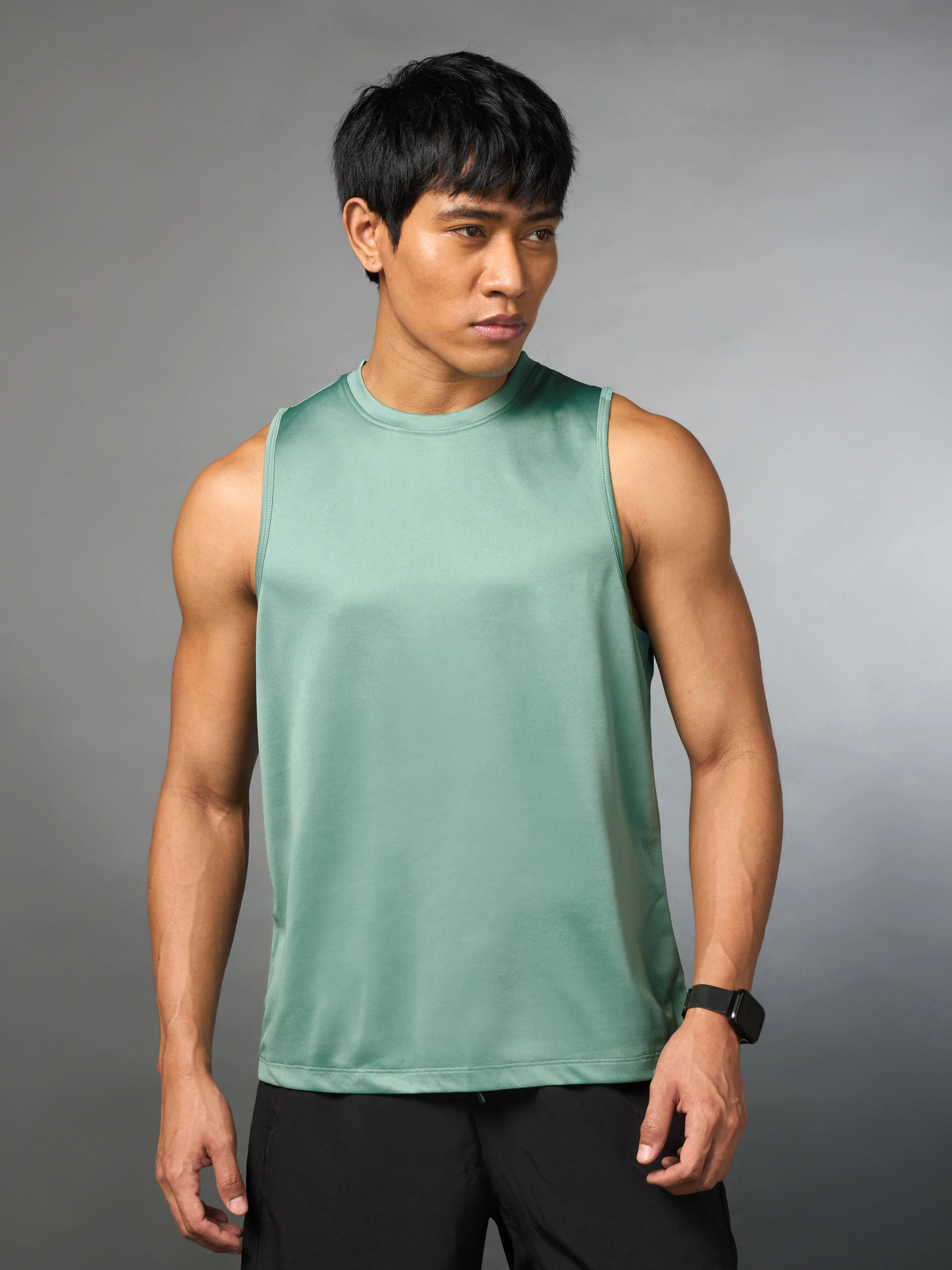 Men's Running Essential Green Tank - Image 4