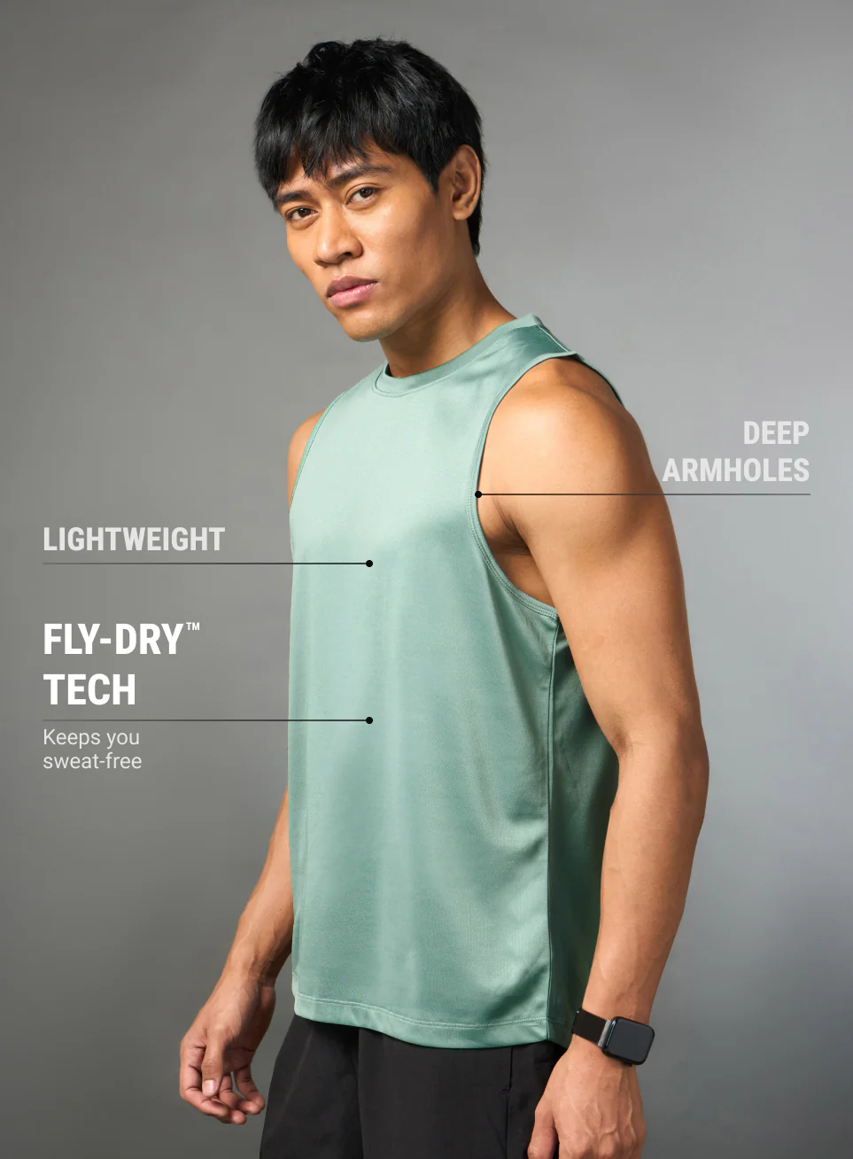 Men's Running Essential Green Tank - Image 5