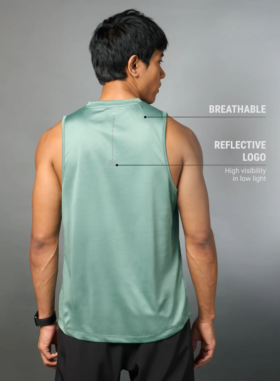 Men's Running Essential Green Tank - Image 6